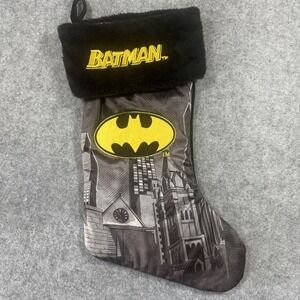 DC Comics Batman Gotham City Christmas Stocking 18" Black/Yellow Faux Fur Trim